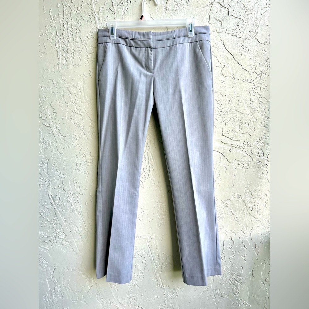 New York & Company Dress Pants Light Gray Striped Size 4 Petite
